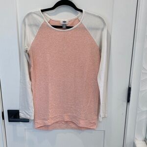 Women's Pink and White Raglan Top